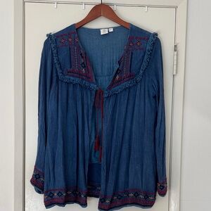2 Chic Navy Embroidered Blouse